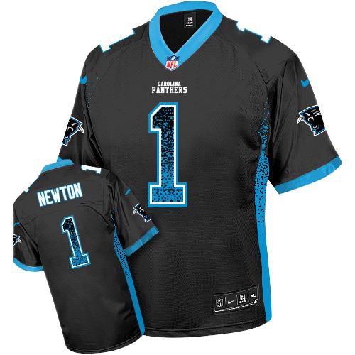 Nike Panthers #1 Cam Newton Black Team Color Men's Stitched NFL Elite Drift Fashion Jersey - Click Image to Close